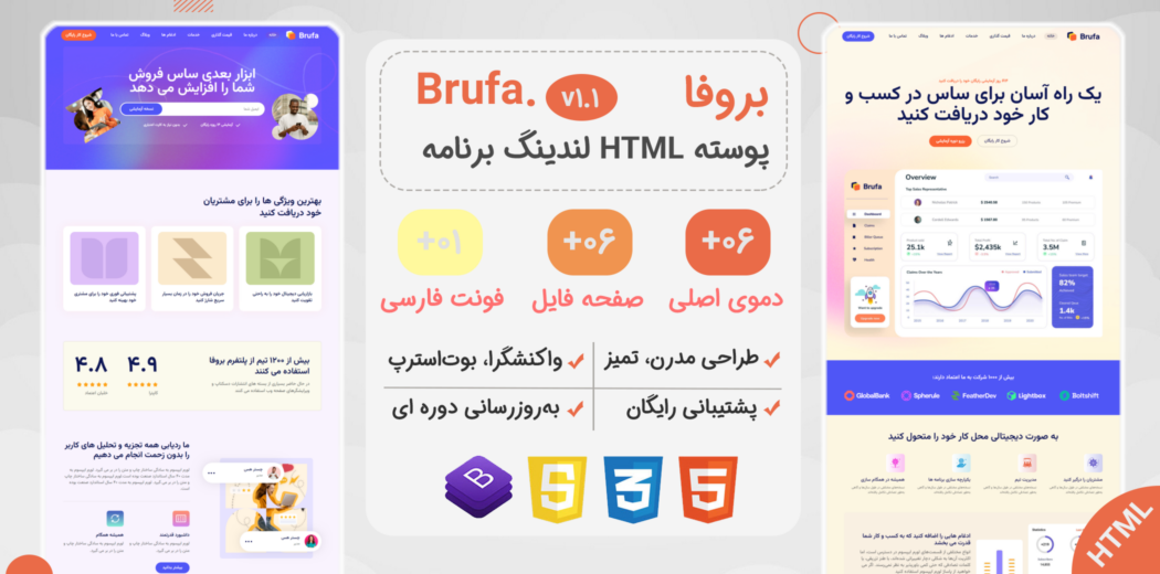 قالب HTML لندینگ بروفا، Brufa