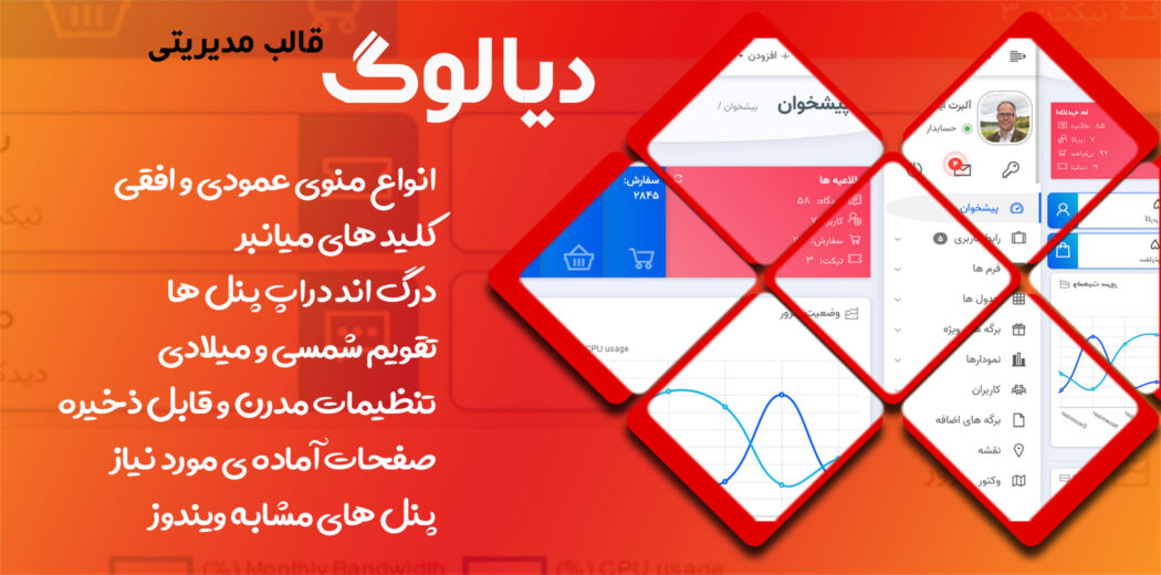 قالب HTML پنل مدیریت دیالوگ - قالب HTML مدیریت راست‌چین
